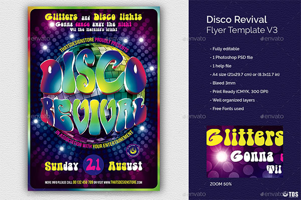 Disco Revival Flyer Template PSD Design
