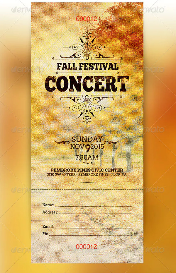 Fall Festival Concert Ticket Template