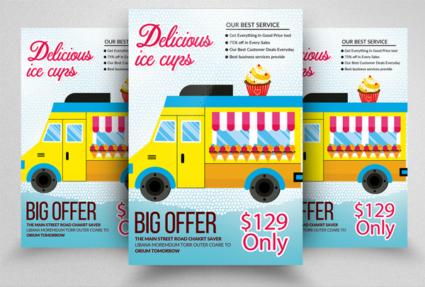 Ice Cream Delivery Truck Flyer Templates