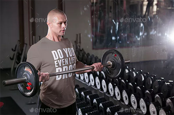 Male Fitness Gym Sport T-shirt Mock-up