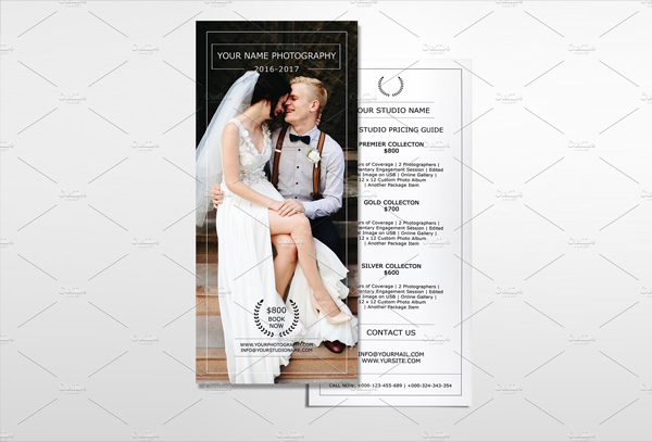 Photography Price List Rack Card