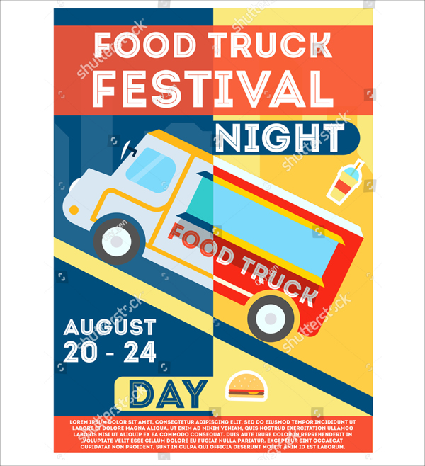 Vector Illustration Food truck Festival Flyer or Poster Template