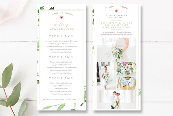 Wedding Photographer Rack Card PSD Template