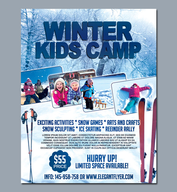 Winter Kids Camp Free Flyer Template