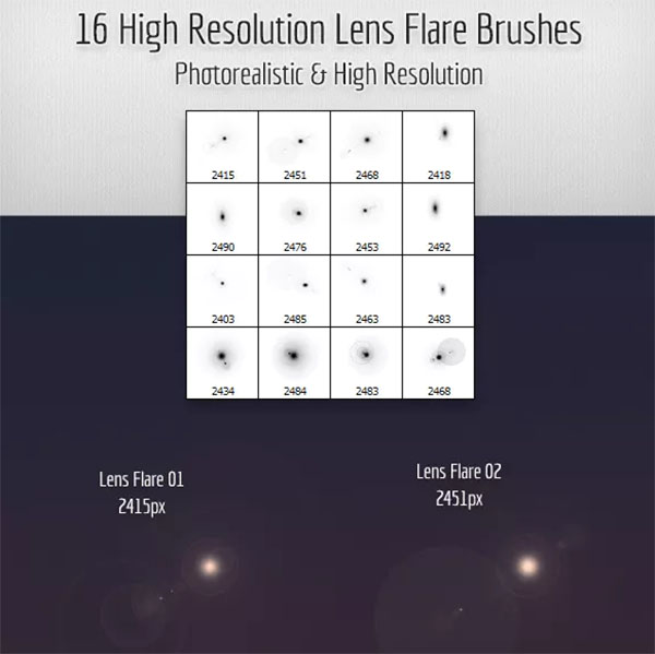 16 High Quality Lens Flare Brushes