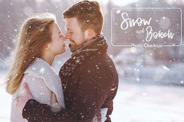 30 Snow and Bokeh Photo Overlays