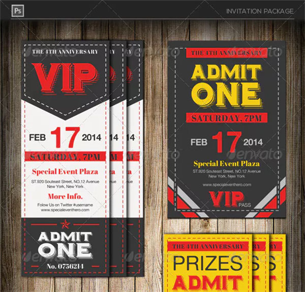 Admit One VIP Ticket Invitation Template