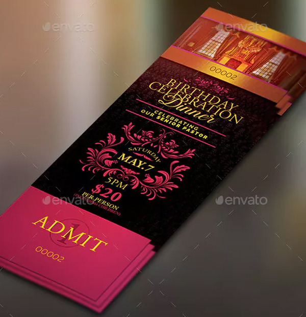 Birthday Celebration Dinner Ticket Template