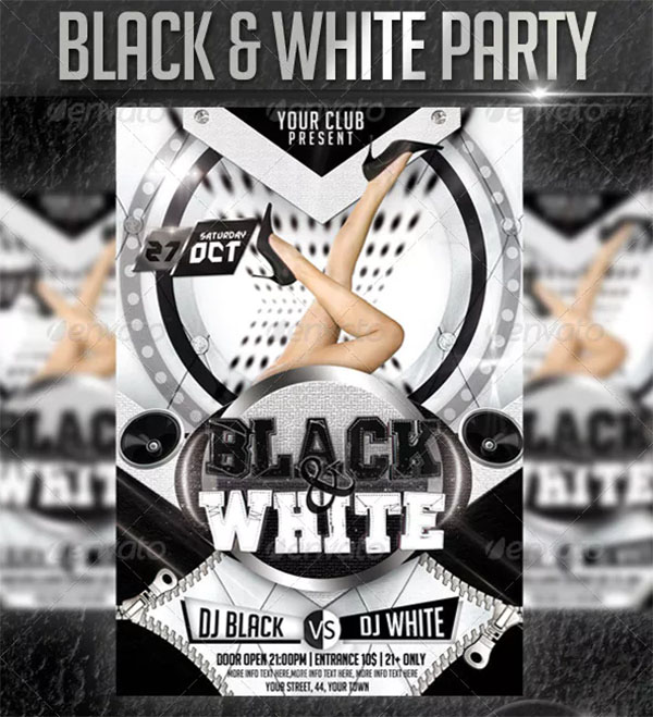 Black And White Party Flyer Template