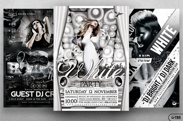Black and White Party Flyer Bundle