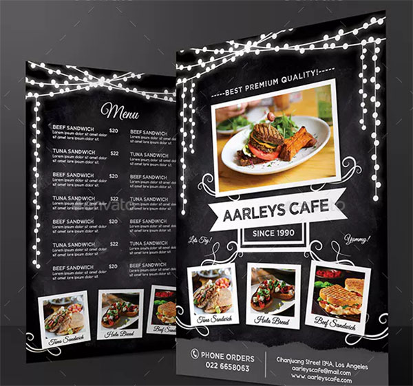 Blackboard Cafe Menu Flyer