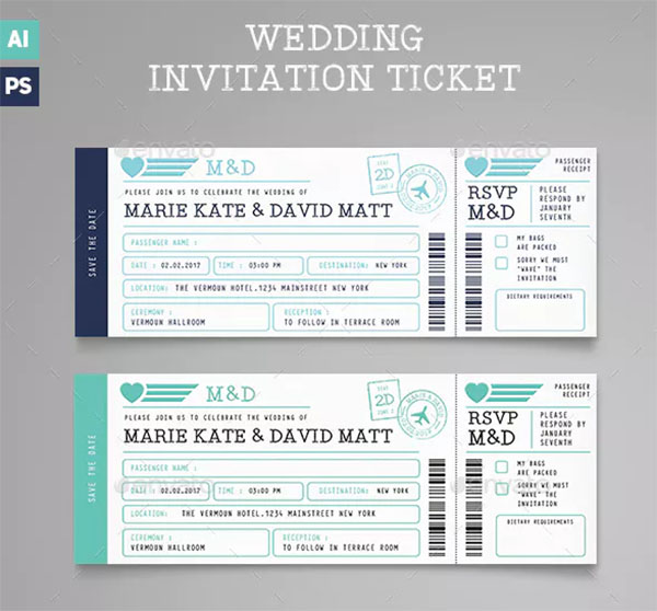 Boarding Pass Wedding Invitation Ticket