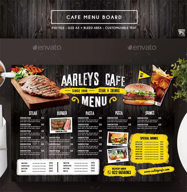 Cafe Menu Board Templates Design