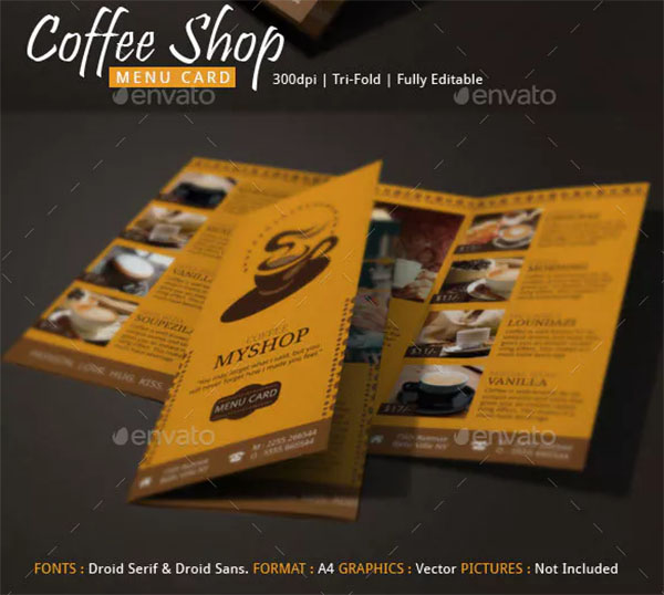 Coffee Shop Menu PSD Design Brochure