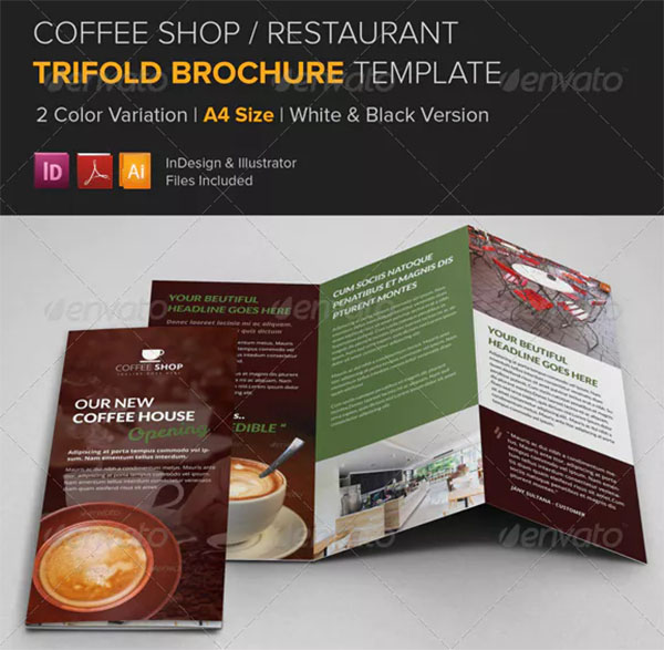 Coffee Shop Trifold PSD Brochure Template