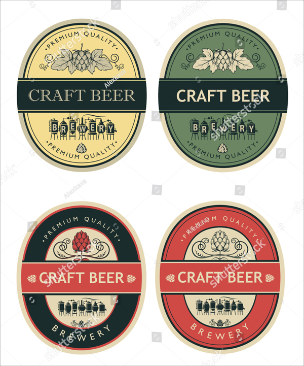 Collection of Beer Labels in Retro Style