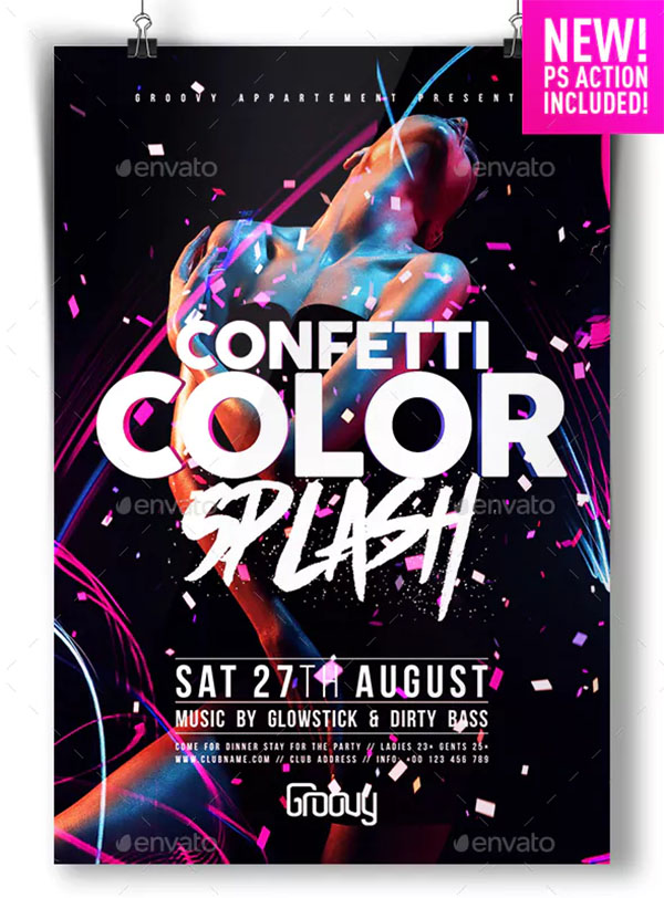 Confetti Color Splash Flyer and GIF Animation Action