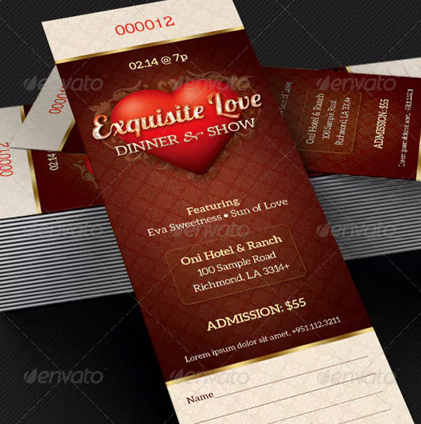 Dinner and Dance Event Ticket Template
