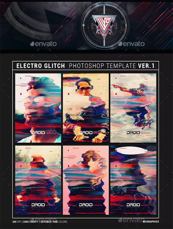 Electro Glitch Photoshop Template