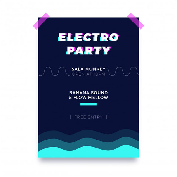 Free PSD Glitch Party Poster and Flyer Template