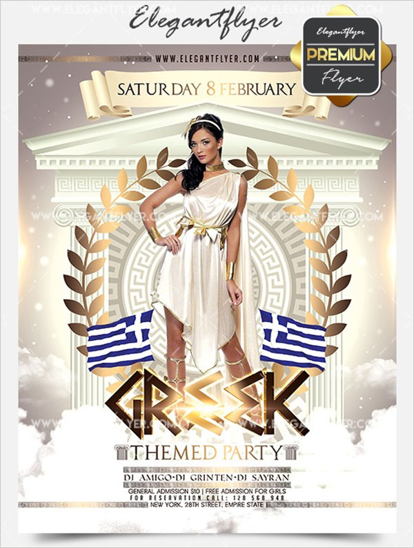 Free PSD Greek Party Flyer Template