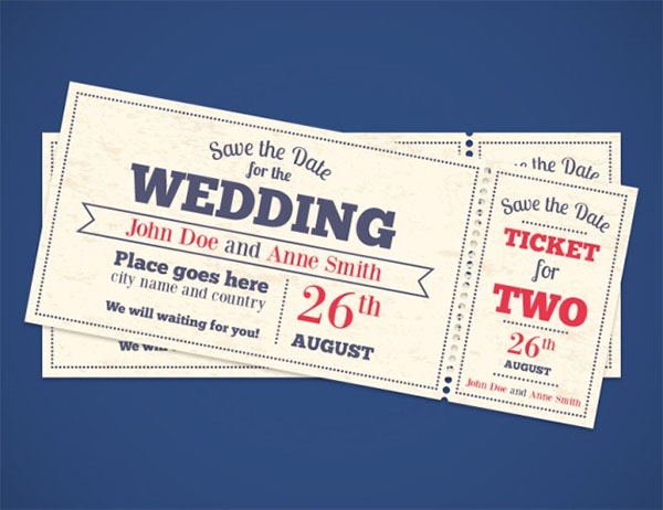 Free PSD Wedding Invitation Tickets