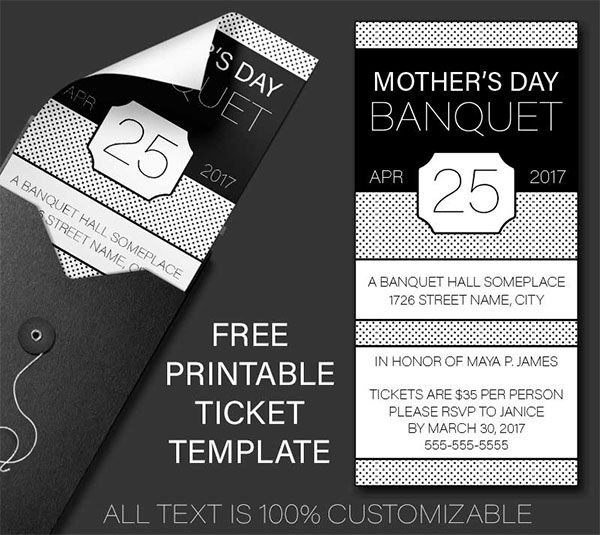 Free Printable Banquet Ticket Template