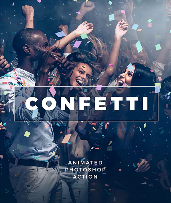 Gif Animated Confetti and Photoshop Action