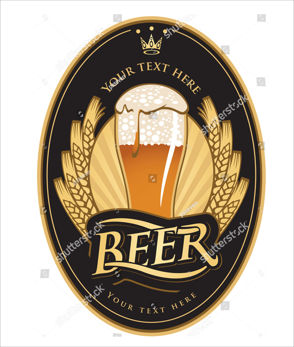 Gold Color Vector Beer Label Template