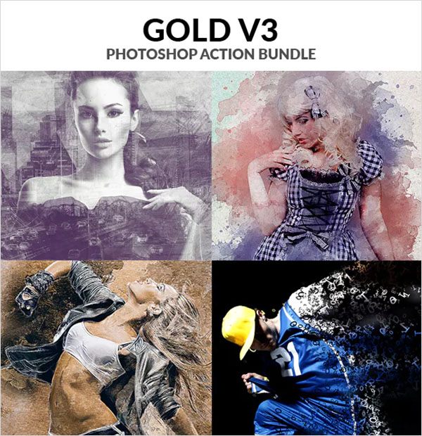 Gold V3 Photoshop Action Bundle