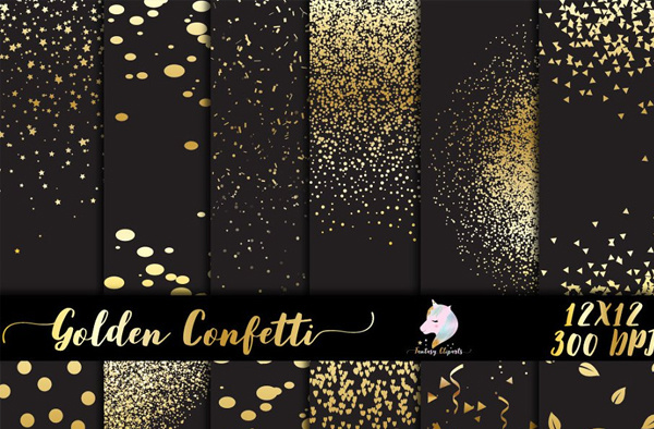Golden Confetti Overlays