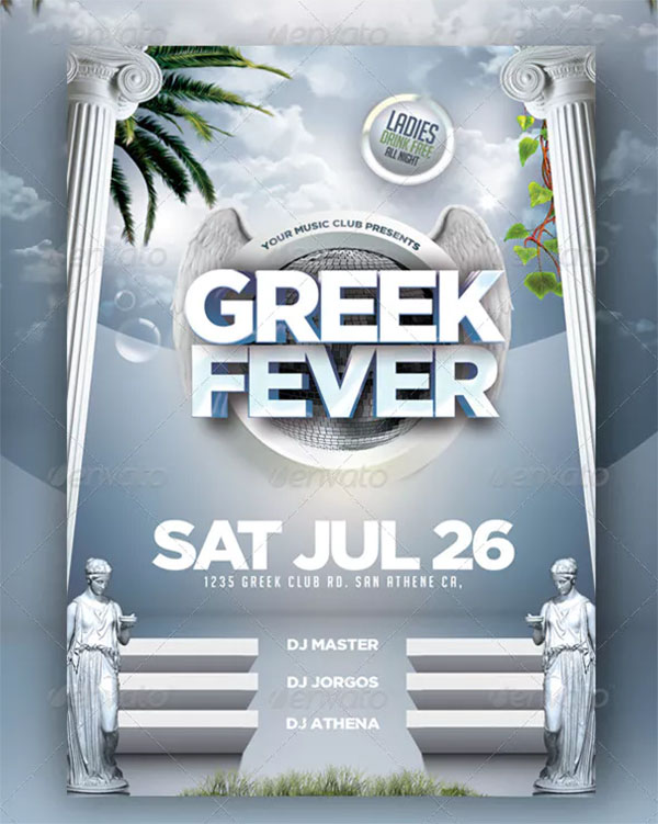 Greek Fever Flyer Template