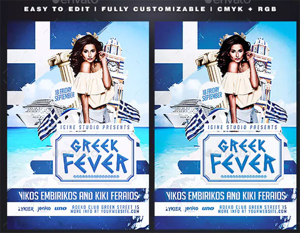Greek Fever Party Flyer Template