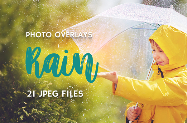 High Resolution Rain Photo Overlays Set