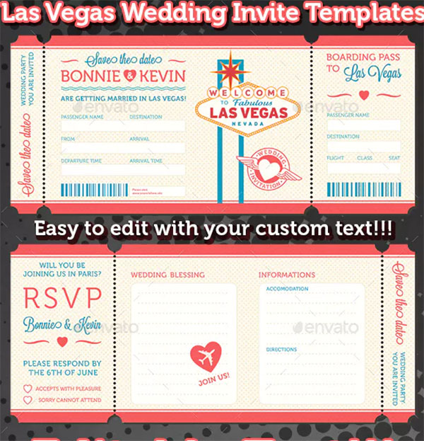 Las Vegas Wedding Invite Tickets