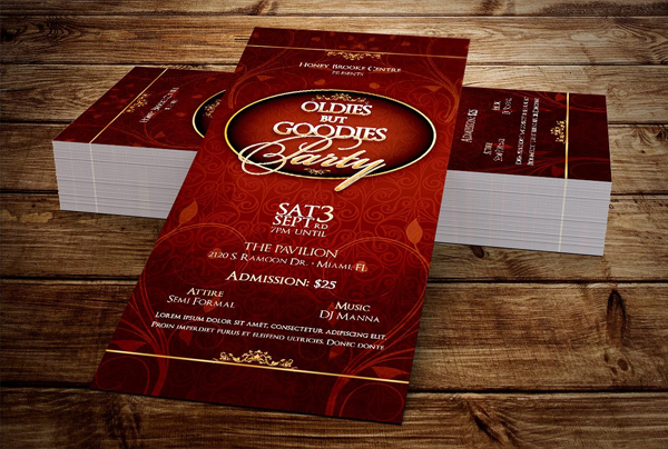 Oldies Goodies Party Dinner Ticket Template