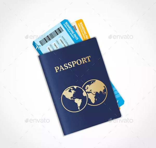Passport with Tickets Mockup