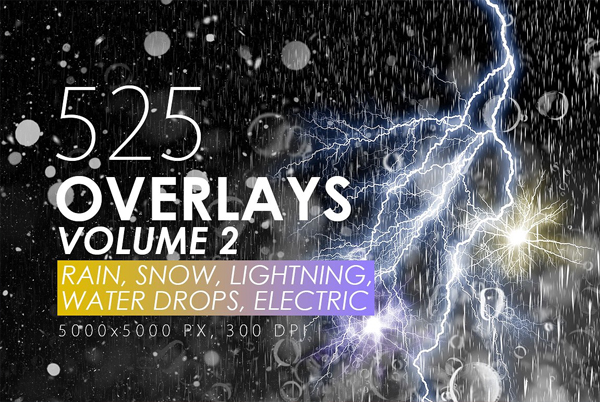 Rain, Snow and Lightning Overlays Bundle