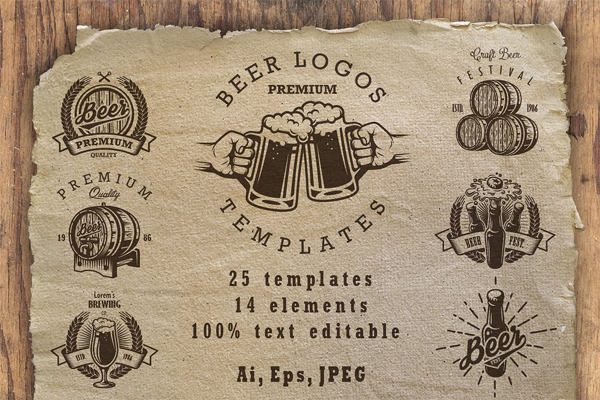 Set of Beer Logos Templates