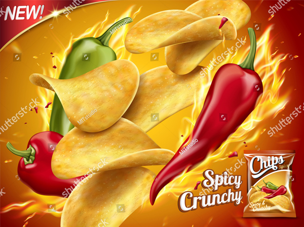 Spicy Potato Chips Packing Template