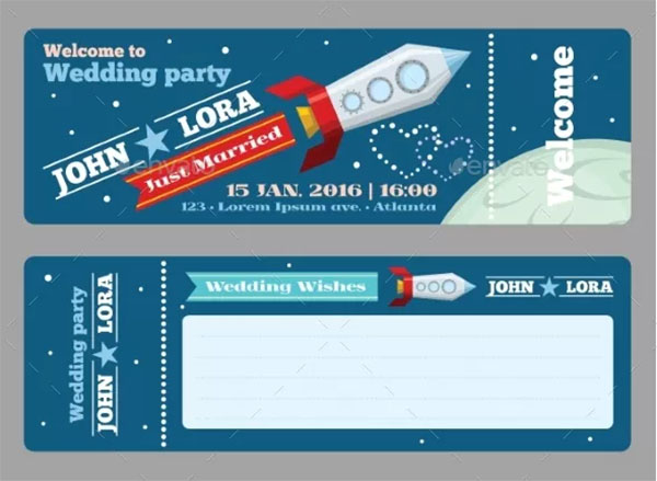 Tickets Vector Template For Wedding Invitations