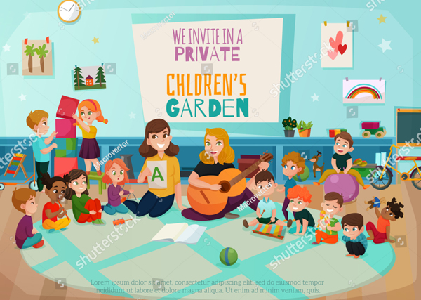 Vector Kindergarten Flyer and Poster Template