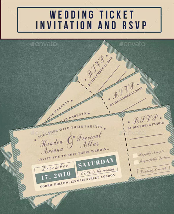 Wedding Invitation & RSVP Ticket