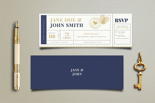 Wedding Invitation RSVP Ticket