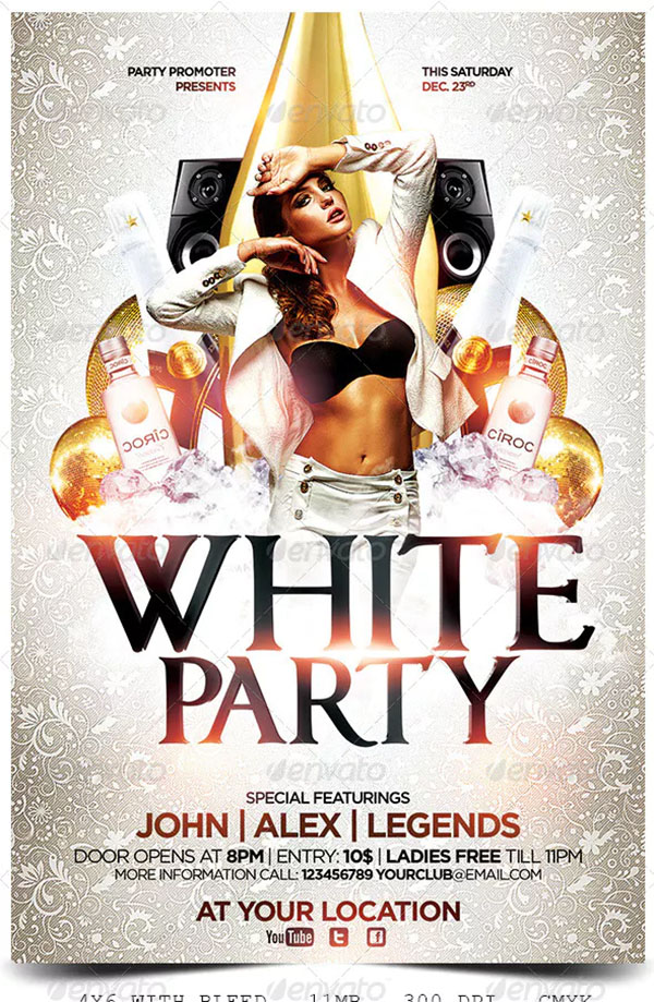 White Party Flyer PSD Template