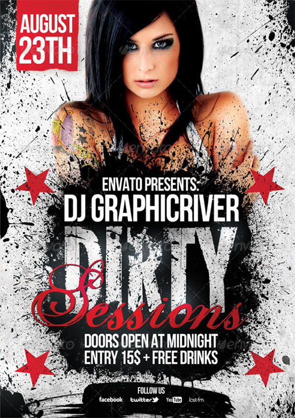 3 Dirty Sessions Party Flyers