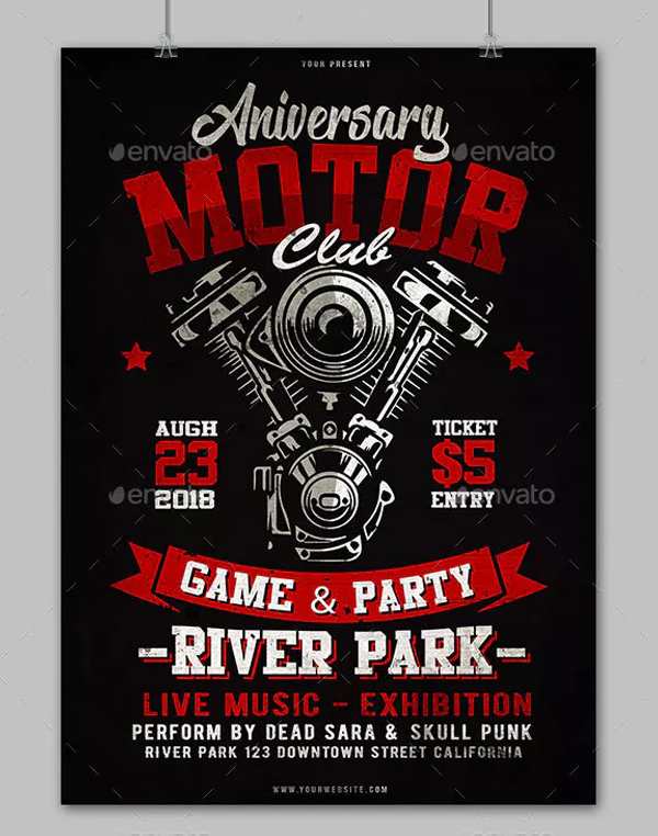 Anniversary Motor Club Flyer Template