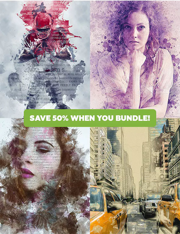 Artistic 4in1 Photoshop Actions Bundle