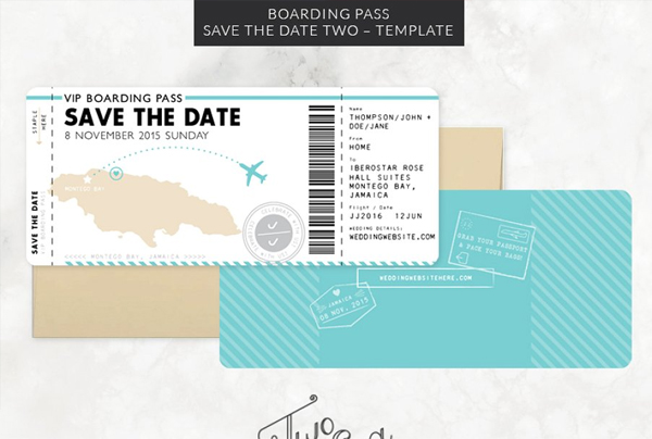 Boarding Pass Save the Date Template