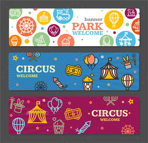 Circus Amusement Park Banner Card Tickets